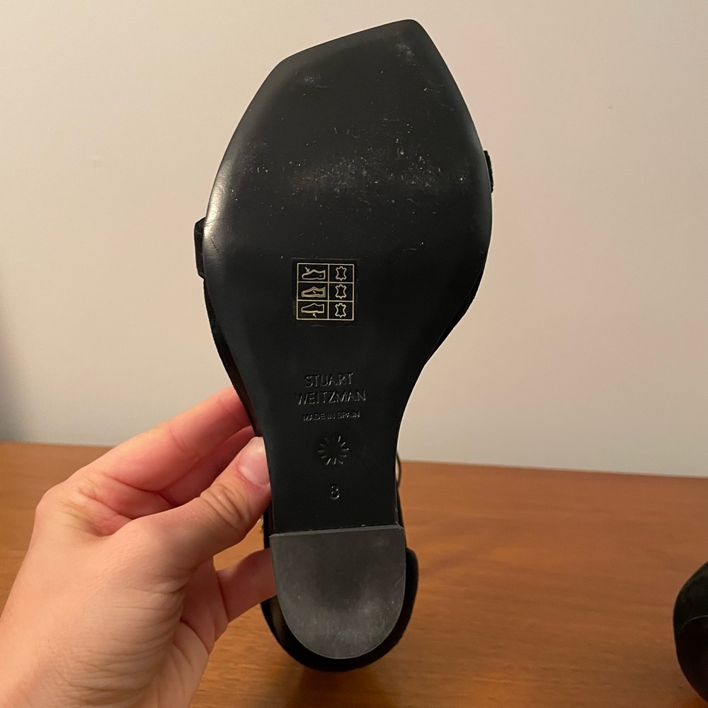Stuart Weitzman Nudistrebel Sculptural Heel in Black Suede - Size 8 - Picture 8 of 11